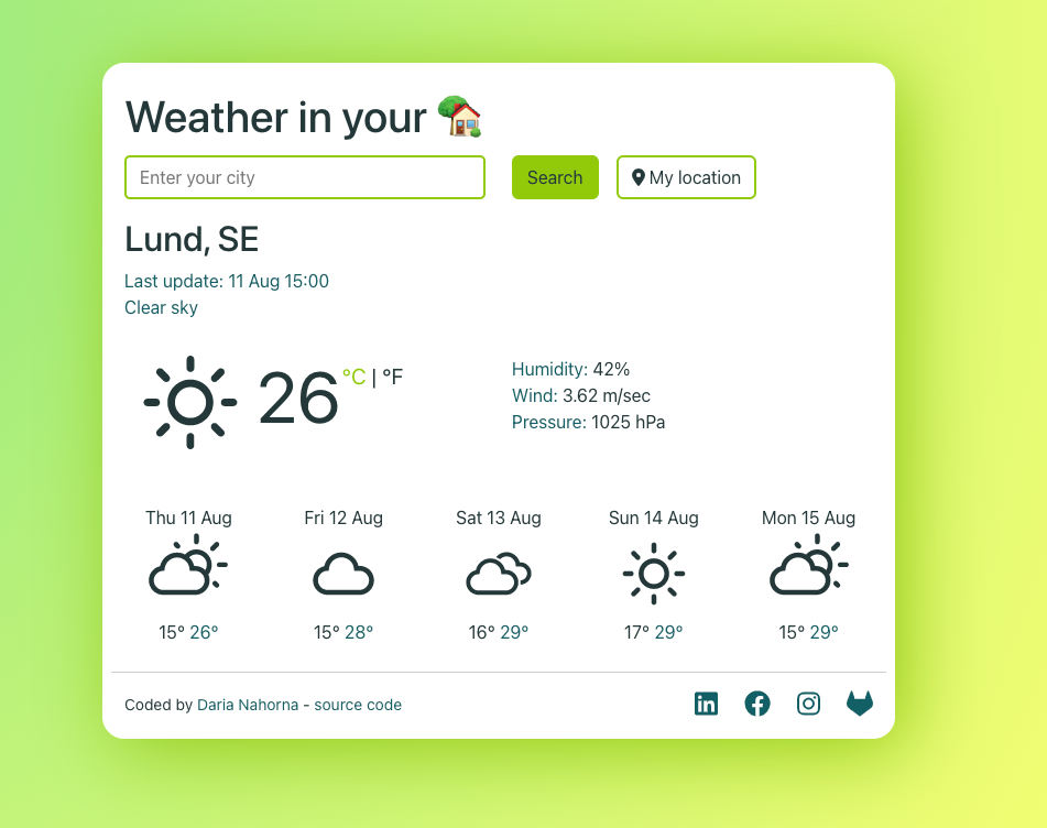 React Weather Application 